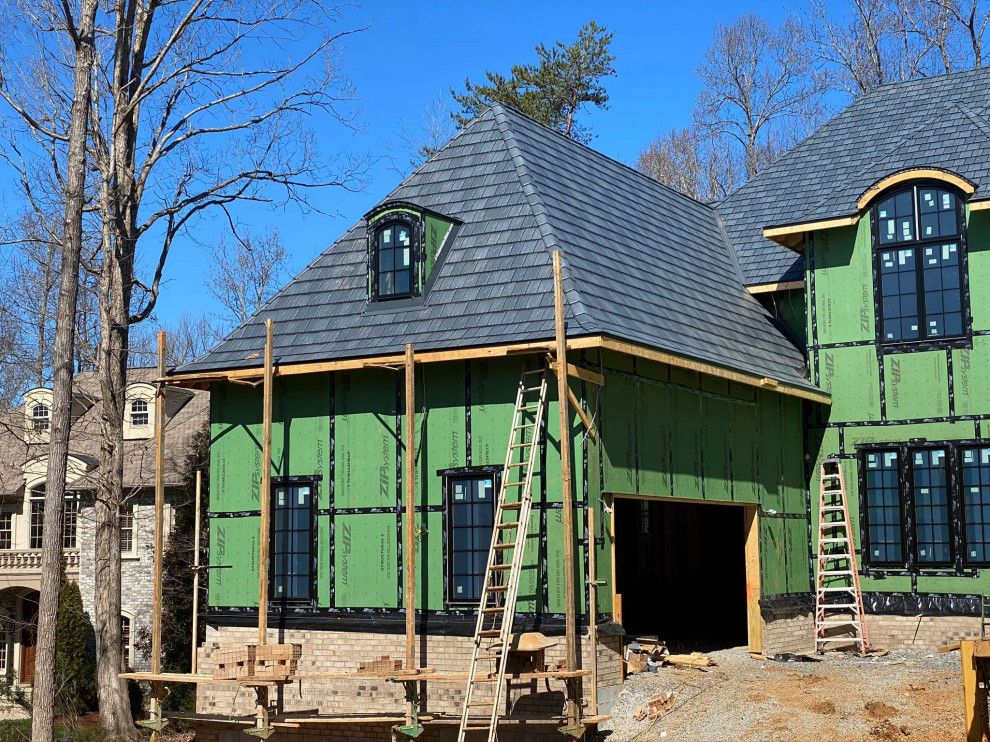 Metal shingle roof installation on a new-construction home in Weddington NC
